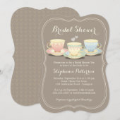 Invitation Thé chic de Fête de la mariée de trio de tasse de (Devant / Derrière)