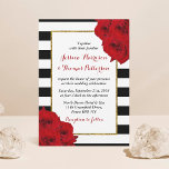 Invitation The Chic Modern Luxe Wedding Collection- Red Roses<br><div class="desc">The chic modern luxe wedding collection features a classic black and white stripe background accentuated with beautiful ruby red roses and a faux gold foil frame. These invitations are easy to personalize and will be the perfect announcement for any wedding, bridal shower, birthday party, engagement celebration or any other special...</div>