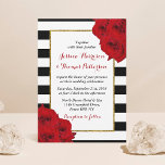 Invitation The Chic Modern Luxe Wedding Collection- Red Roses<br><div class="desc">The chic modern luxe wedding collection features a classic black and white stripe background accentuated with beautiful ruby red roses and a faux gold foil frame. These invitations are easy to personalize and will be the perfect announcement for any wedding, bridal shower, birthday party, engagement celebration or any other special...</div>
