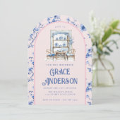 Invitation thé chinois rose et bleu (Debout devant)