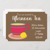 Invitation Thé citron coloré l'après-midi thé fête (Devant / Derrière)