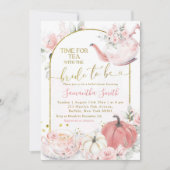 Invitation Thé Citrouille à la chute rose Floral (Devant)