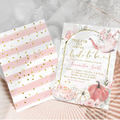 Invitation Thé Citrouille à la chute rose Floral