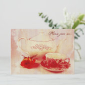 Invitation Thé classique de grunge de victorian (Debout devant)