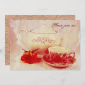 Invitation Thé classique de grunge de victorian (Devant / Derrière)