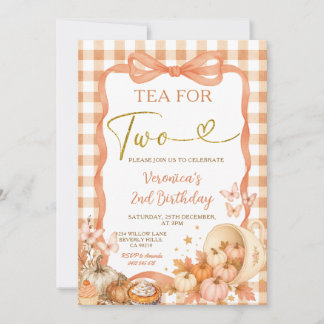 Invitation Thé Coquette pour deux 2e anniversaire Citrouille
