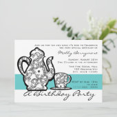 Invitation Thé d'anniversaire avec une couleur variable (Debout devant)