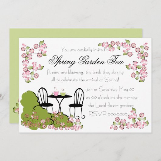 Invitation Thé dans le jardin (Devant / Derrière)