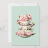 Invitation Thé dansant à la tasse de thé florale à l'aquarell (Dos)