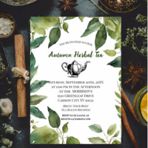 Invitation Thé dansant botanique vintage aquarelle