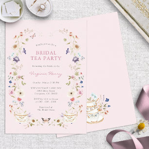 Invitation Thé dansant de mariage aux fleurs roses