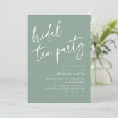 Invitation Thé dansant de mariage moderne boho vert sauge (Debout devant)