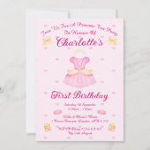 Invitation Thé dansant élégant rose et or de princesse à l'aq (Devant)