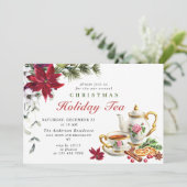 Invitation Thé dansant festif de Noël avec poinsettia (Debout devant)
