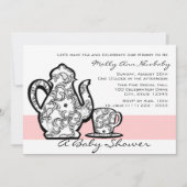 Invitation Thé de baby shower avec une couleur variable (Devant)
