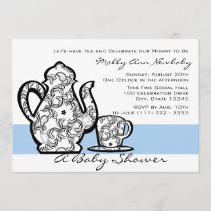 Invitation Thé de baby shower avec une couleur variable