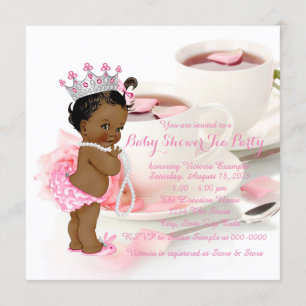 Invitation Thé de baby shower de fille d'Afro-américain