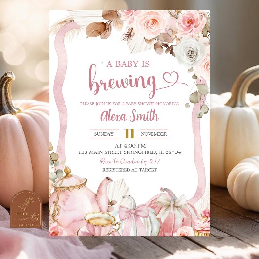 Invitation Thé de bébé en préparation Boho Coquette Citrouil