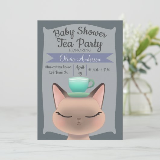 Invitation Thé de chat (Debout devant)