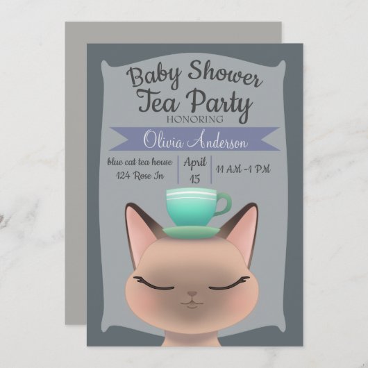 Invitation Thé de chat (Devant / Derrière)