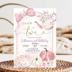 Invitation Thé de citrouille coquette rose pour deux deuxième