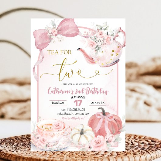 Invitation Thé de citrouille coquette rose pour deux deuxième
