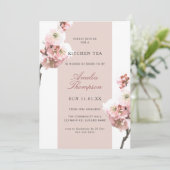 Invitation Thé de cuisine fleuri rose pâle (Debout devant)