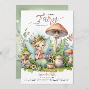 Invitation Thé de fée Champignons sauvages Forêt bébé fille D