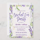 Invitation Thé de Fête des mariées or et lavande florale (Devant)