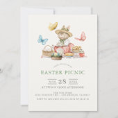 Invitation Thé de fête Pique-nique de Pâques Bunny & Papillon (Devant)