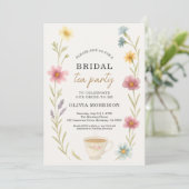 Invitation Thé de Fleur Sauvage Code QR Floral Enterrement de (Debout devant)