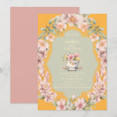 Invitation Thé De Jardin Enchanté Pour Deux Anniversaire (Devant / Derrière)