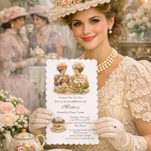 Invitation Thé de la fête des mères victorienne