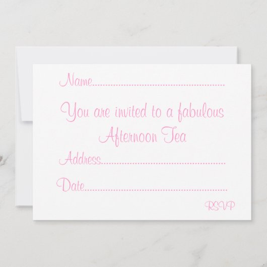 Invitation Thé de l'après-midi (Dos)