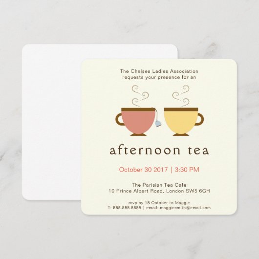 Invitation Thé de l'après-midi (Devant / Derrière)