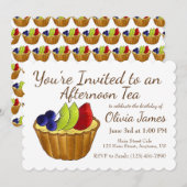 Invitation Thé de l'après-midi Anniversaire Enterrement de vi (Devant / Derrière)