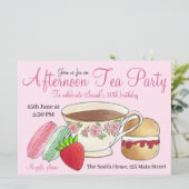 Invitation Thé de l'après-midi Macarons Tasse à thé pour la d (Debout devant)