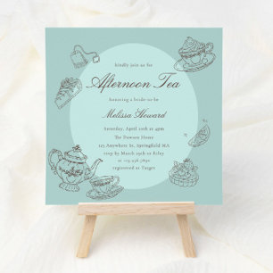 Invitation Thé de l'après-midi Mariage Shower Dessiné à la Ma