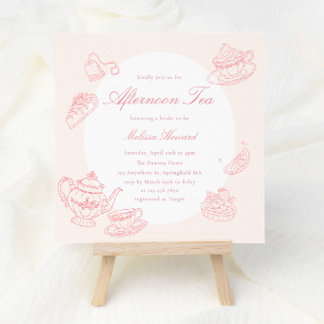 Invitation Thé de l'après-midi Mariage Shower Dessiné à la Ma