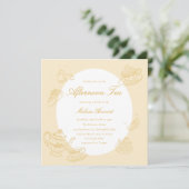 Invitation Thé de l'après-midi Mariage thème jaune dessiné à (Debout devant)