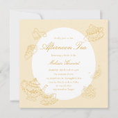 Invitation Thé de l'après-midi Mariage thème jaune dessiné à (Devant)