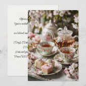Invitation Thé de l'après-midi & Petits Petons | Fleurs Douce (Devant / Derrière)