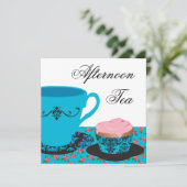 Invitation Thé de l'après-midi Rose Bleue (Debout devant)