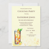 Invitation Thé de l'île Long Jaune Anniversaire Cocktail (Devant)