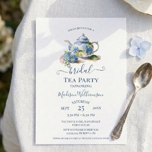 Invitation Thé de mariage aux hortensias bleus