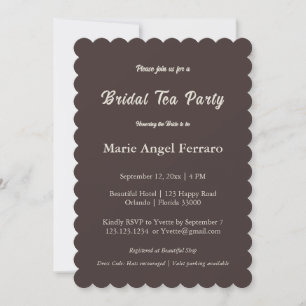 Invitation Thé de mariage élégant au chocolat brun et à la cr