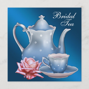 Invitation Thé de mariage élégant bleu