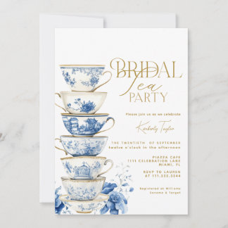 Invitation Thé de mariage en style chinoiserie bleu Fête de m