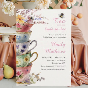 Invitation Thé de mariage Fête de mariage Rose Floral Aquarel