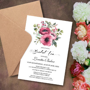 Invitation Thé de mariage floral coquelicot rose